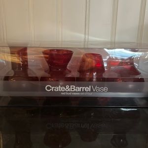 Crate and Barrel red bud vases set of 4 NIB